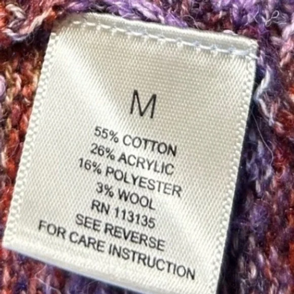 Leo & Nicole Striped Knit‎ Poncho Shawl Sweater Purple Multi Color Size M - Picture 6 of 6